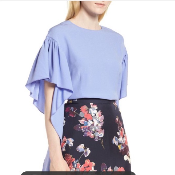 NWOT LEWIT flutter sleeve blouse - Picture 2 of 8